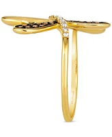 Le Vian Chocolate Diamond & Nude Diamond Dragonfly Ring (1/3 ct. t.w.) in 14k Gold