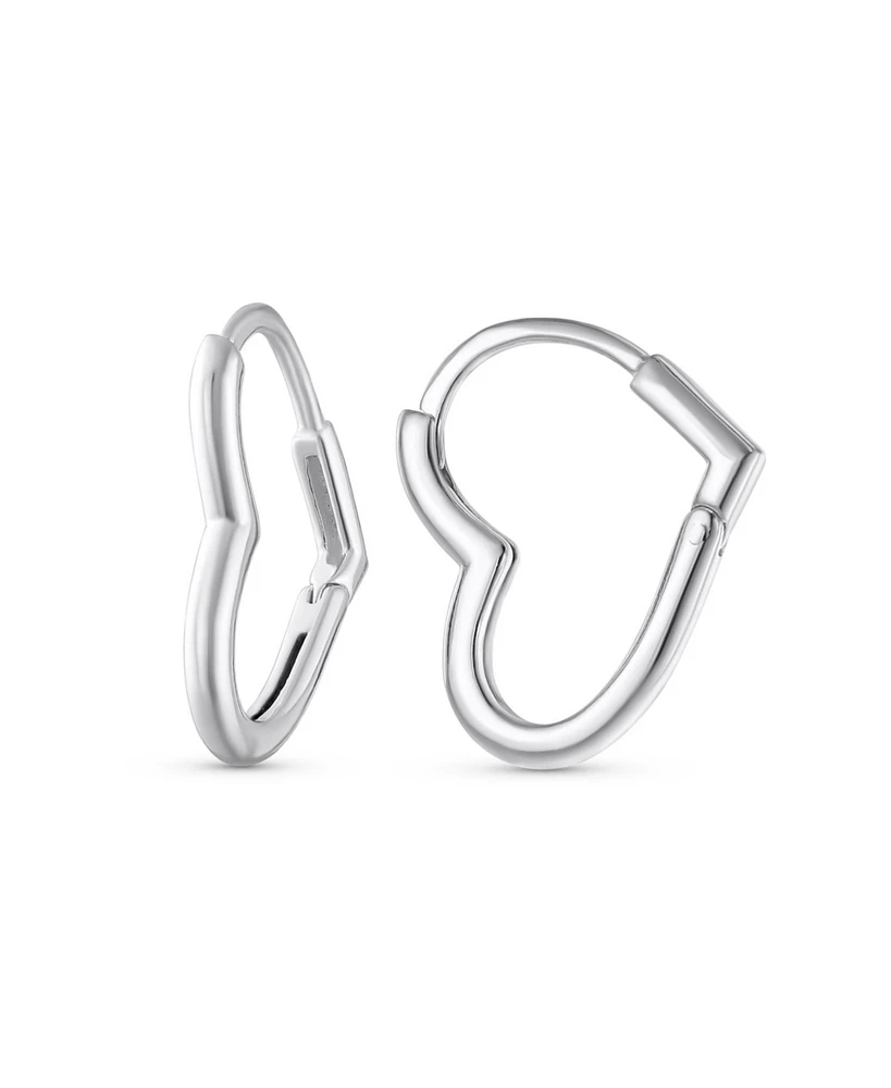 Bling Jewelry Romantic Heart Shaped Mini Hoop Huggie Earrings Sterling Silver .75 Inch