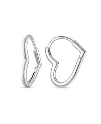 Bling Jewelry Romantic Heart Shaped Mini Hoop Huggie Earrings Sterling Silver .75 Inch