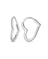 Bling Jewelry Romantic Heart Shaped Mini Hoop Huggie Earrings Sterling Silver .75 Inch