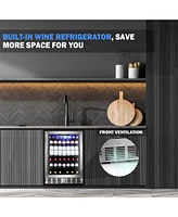 Cowsar 24" Wine Refrigerator, 5.1 Cu.Ft Beverage Cooler, Under Counter Stainless Steel Beverage Cooler with Glass Door