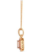 Le Vian Peach Morganite (5/8 ct. t.w.), Passion Fruit Tourmaline (1/6 ct. t.w.), & Nude Diamond (1/4 ct. t.w.) Halo Adjustable 20" Pendant Necklace in