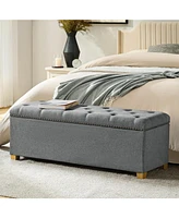 Lauris Classic Tufted Design Storage Bench with Nailhead Trim
