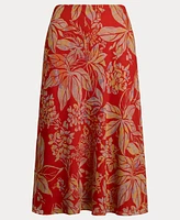 Lauren Ralph Women's Floral Crinkle Georgette Midi Skirt