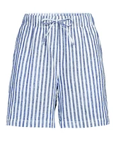 Lands' End Women's Linen High Rise Pull On 7" Shorts