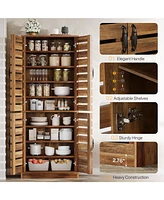 Tribesigns Farmhouse Storage Cabinet Set of 2, 9-Tier with Adjustable Shelves and 2 Shutter Doors, Rustic Brown for Kitchen, Dining Room