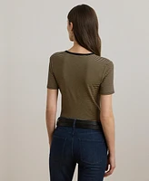 Lauren Ralph Lauren Women's Striped Stretch Cotton Crewneck Tee