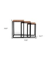 Solid Wood Nested Side Tables – Rustic Set of 3