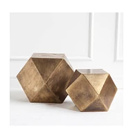Rustic Charm Hexagonal End Table with Square Top and Distressed Wood Finish