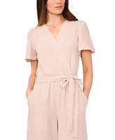 Vince Camuto Women's Striped Surplice Wide-Leg Jumpsuit