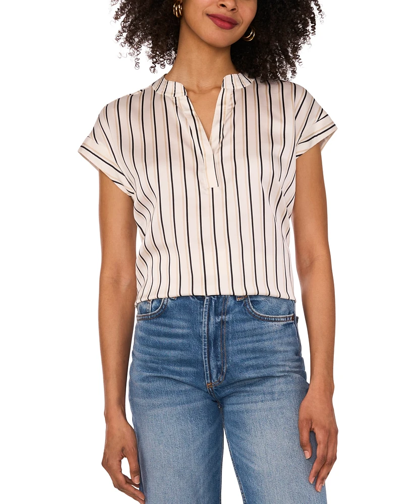Vince Camuto Women's Striped Split-Neck Blouse