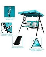 3 Person Steel Frame Patio Swing with Polyester Angle and Adjustable Canopy