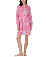 Lauren Ralph Women's Roll-Tab-Sleeve His Shirt Sleepshirt