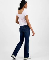 Hippie Rose Juniors Babydoll Square Neck Top Celebrity Pink Extended Tab Bootcut Jeans