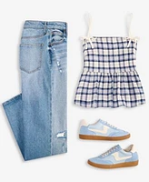 Juniors Planet Heart Plaid Babydoll Bow Strap Tank Celebrity Pink Juniors Straight Leg Jeans