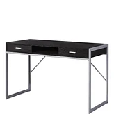 Compact Computer Desk with Dual Drawers for Study or Workspace