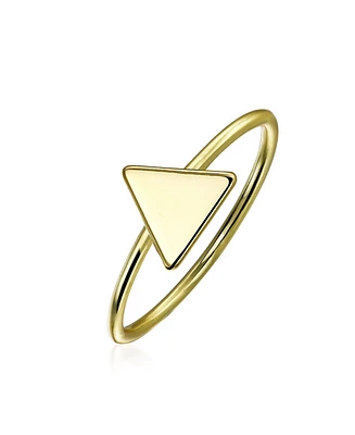 Bling Jewelry Midi Knuckle 1MM Band Flat Triangle Ring Gold Plated Sterling Silver