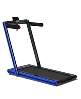 2-in-1 Folding Treadmill with Dual Led Display-Navy
