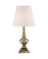 Traditional Glam Accent Table Lamp 19" High Antique Brass Gold Metal Crisp Touch On Off White Empire Shade for Living Room Bedroom House Bedside