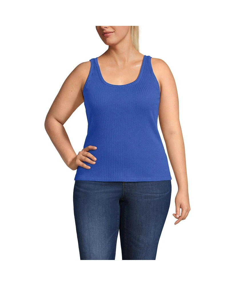 Lands' End Plus Pointelle Rib UNeck Tank