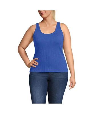 Lands' End Plus Pointelle Rib UNeck Tank