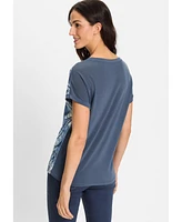 Olsen Women's Paisley and Foil Print T-Shirt