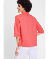 Olsen Women's Shirt with Rolled Sleeve Tab Detail
