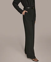 Donna Karan New York Women's Pinstripe Wide-Leg Belted Pants, Regular & Petite