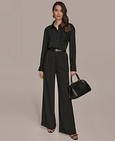 Donna Karan New York Women's Pinstripe Wide-Leg Belted Pants, Regular & Petite
