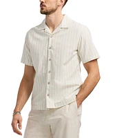 Men's Salaman Short Sleeve Striped Button-Front Camp Shirt