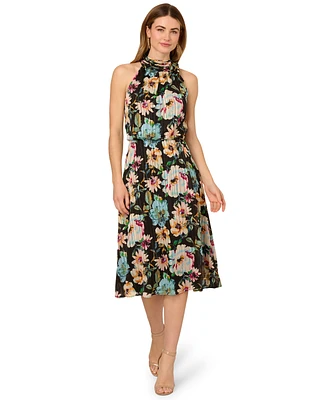 Adrianna Papell Women's Printed Chiffon Halter Dress