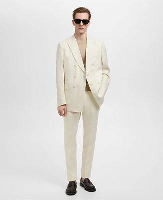Mango Men's Linen Slim-Fit Double-Breasted Suit Blazer