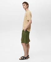 Mango Men's Linen Slim-Fit T-Shirt