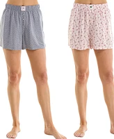 Roudelain Women's 2-Pk. Printed Mid-Rise Boxer Shorts