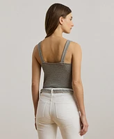 Lauren Ralph Women's Ring-Trim Metallic Sweater Tank Top