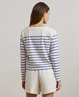 Lauren Ralph Women's Striped Cotton Jersey Boatneck Top