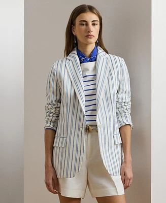 Lauren Ralph Women's Striped Linen-Blend Blazer