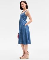 On 34th Women's Denim Sweetheart-Neck Midi Dress, Exclusively at Macy's