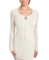 Guess Women's Long-Sleeve Alba Pointelle Maxi Dress
