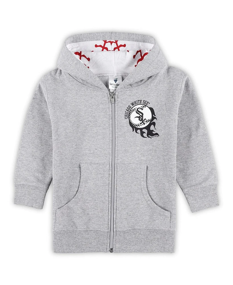 Soft as a Grape Toddler Heather Gray Chicago White Sox Baseball Full-Zip Hoodie Jacket