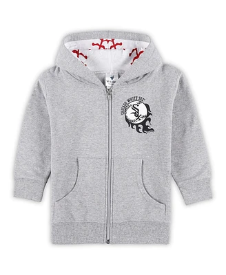 Soft as a Grape Toddler Heather Gray Chicago White Sox Baseball Full-Zip Hoodie Jacket