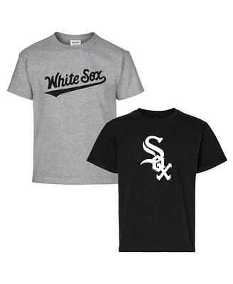 Soft as a Grape Big Boys and Girls 2-Pack Black/Gray Chicago White Sox T-Shirt Set