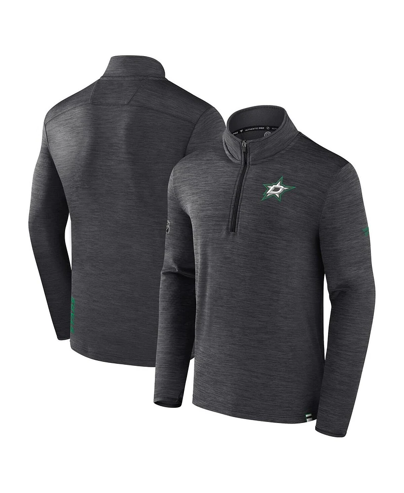 Fanatics Men's Heather Charcoal Dallas Stars Authentic Pro Lightweight Quarter-Zip Pullover Sweatshirt