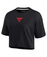 Fanatics Women's Black Chicago Bulls Elements Super Soft Boxy Cropped T-Shirt