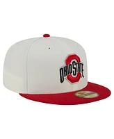 New Era Men's Cream Ohio State Buckeyes Chrome 59FIFTY Fitted Hat