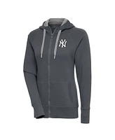 Antigua Women's Charcoal New York Yankees Brushed Metallic Victory Full-Zip Hoodie