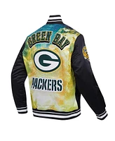 Pro Standard Men's Black Green Bay Packers Sublimated Satin Full-Snap Jacket