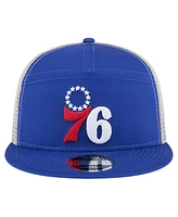 New Era Men's Philadelphia 76ers Blue Victory Grove Split Panel 9FIFTY Snapback Hat