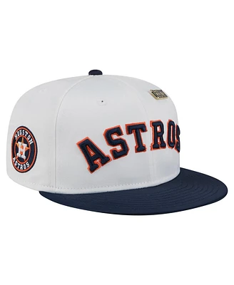 New Era Men's White/Navy Houston Astros Satin 59FIFTY Fitted Hat
