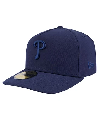 New Era Men's Navy Philadelphia Phillies Color Pack A-Frame 59FIFTY Fitted Hat